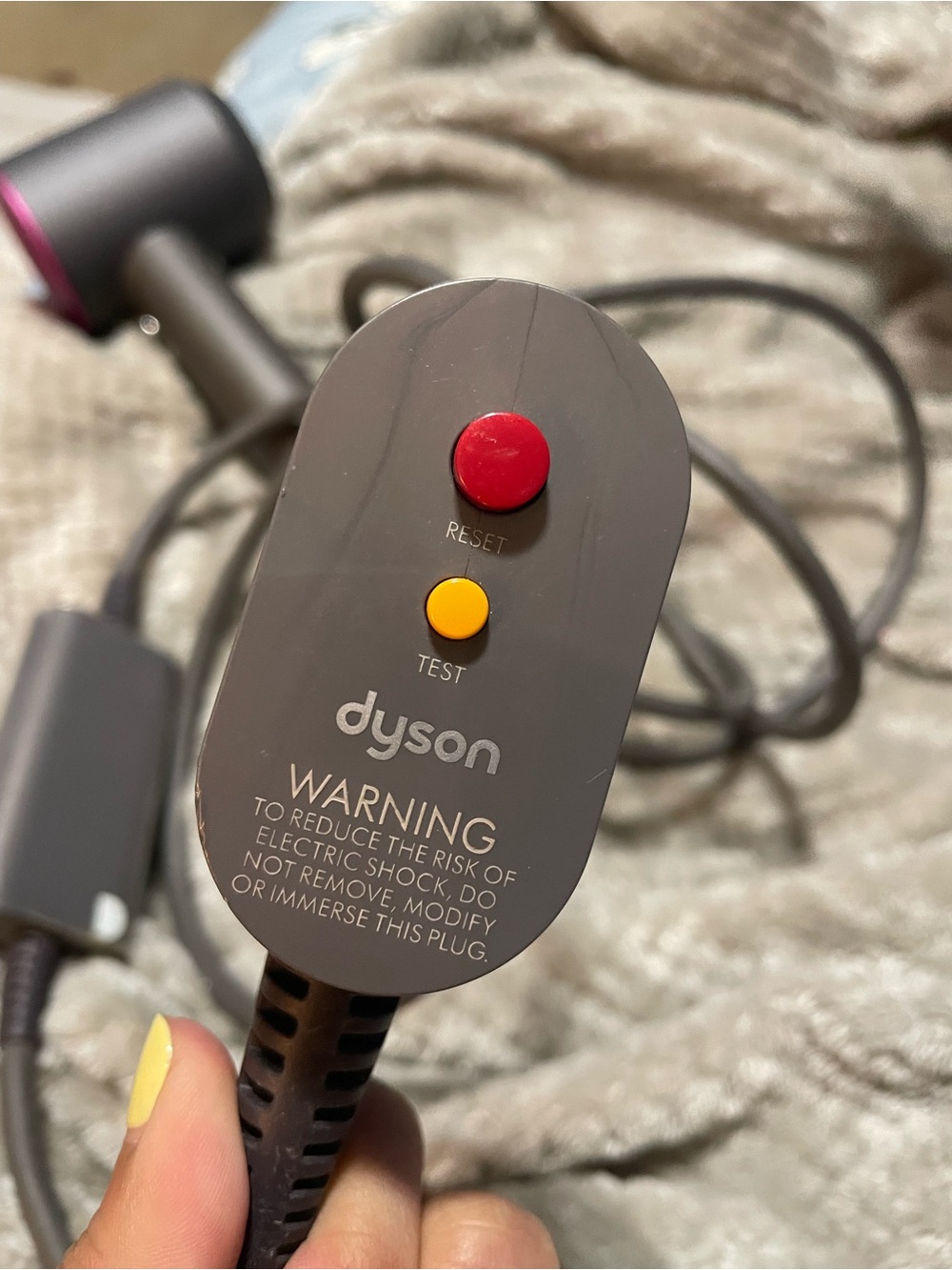 Dyson Hair Dryer in Gray with Pink Accents
